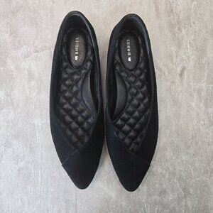 Birdies Ballet Flat 7.5 Black Suede Pointed Preppy Dressy Comfort Ballerina Shoe